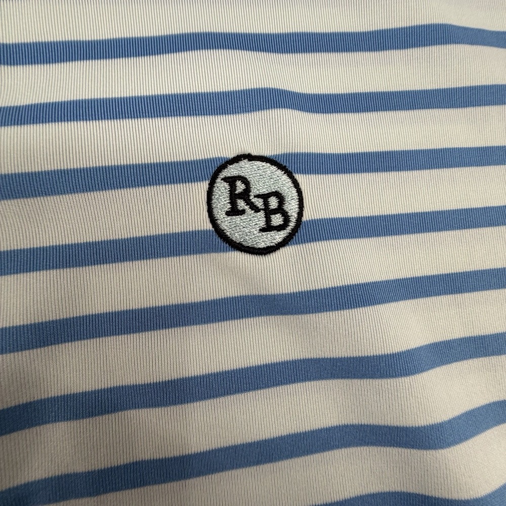 FootJoy Golf Polo Men's Large Blue White Stripe Stretch Performance‎ - Picture 3 of 7